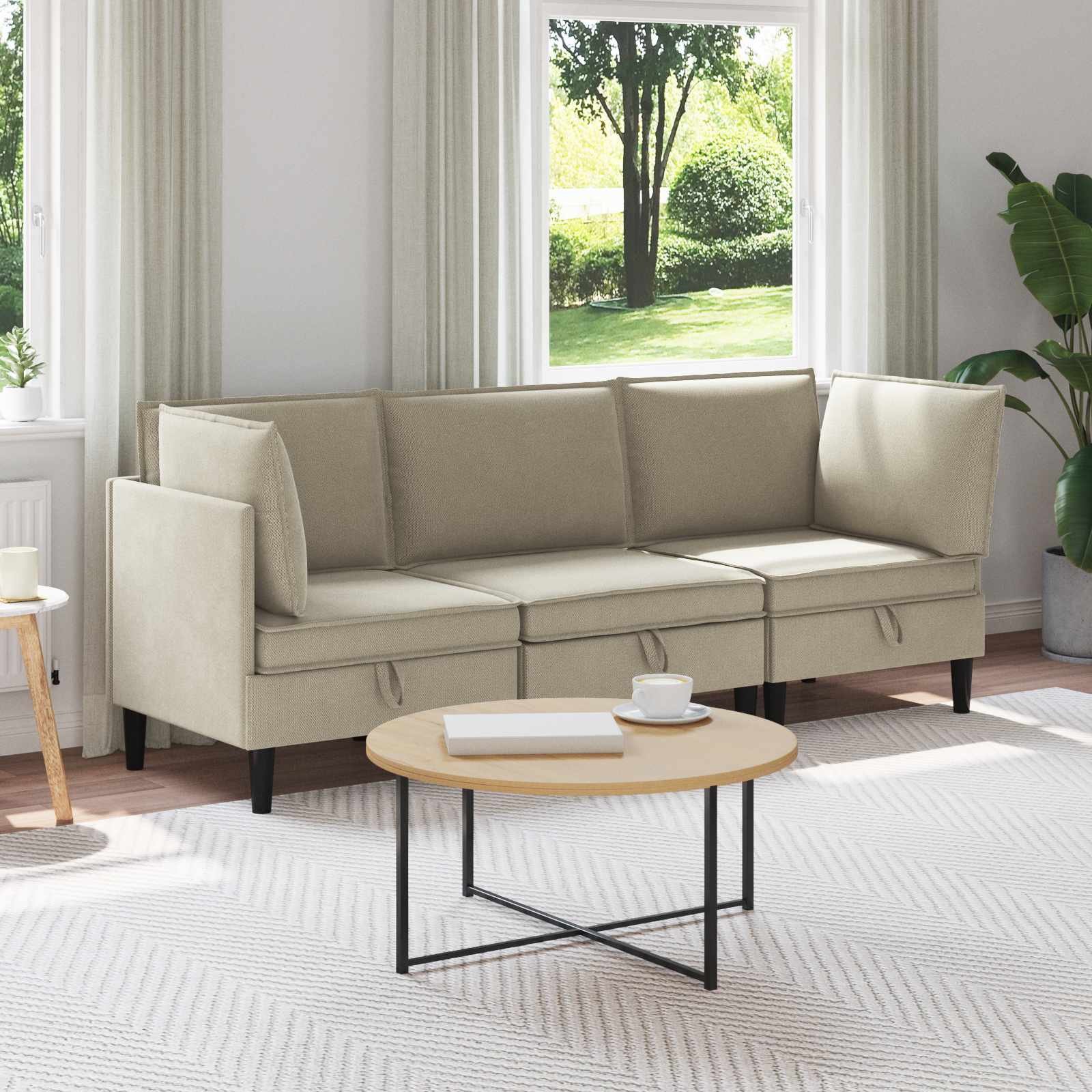 Wohnzimmergarnitur 3 pcs Sand Stoff