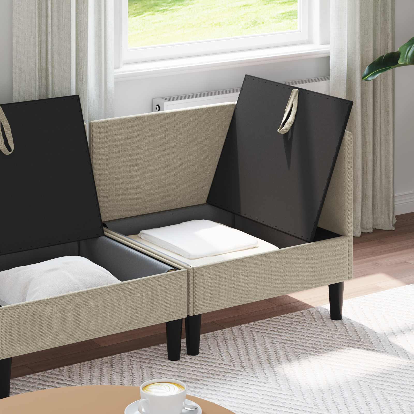 Wohnzimmergarnitur 3 pcs Sand Stoff