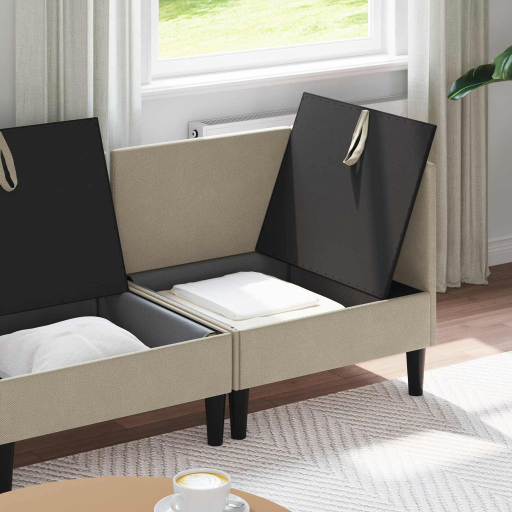 Wohnzimmergarnitur 4 pcs Sand Stoff