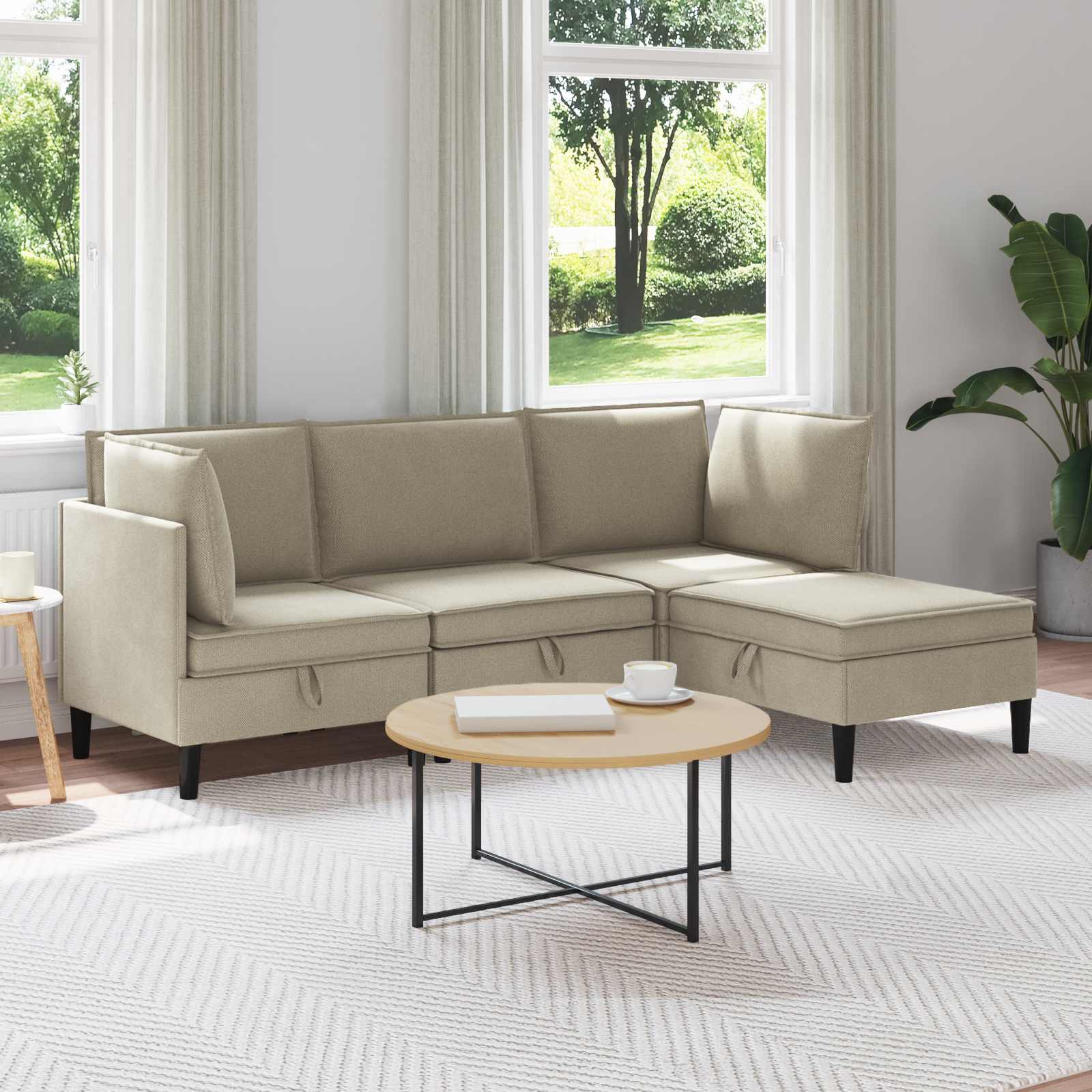 Wohnzimmergarnitur 4 pcs Sand Stoff