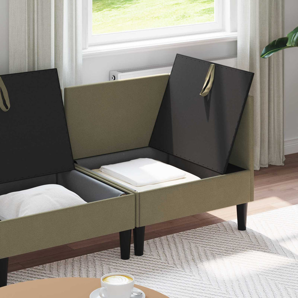 Wohnzimmergarnitur 3 pcs Khaki Stoff