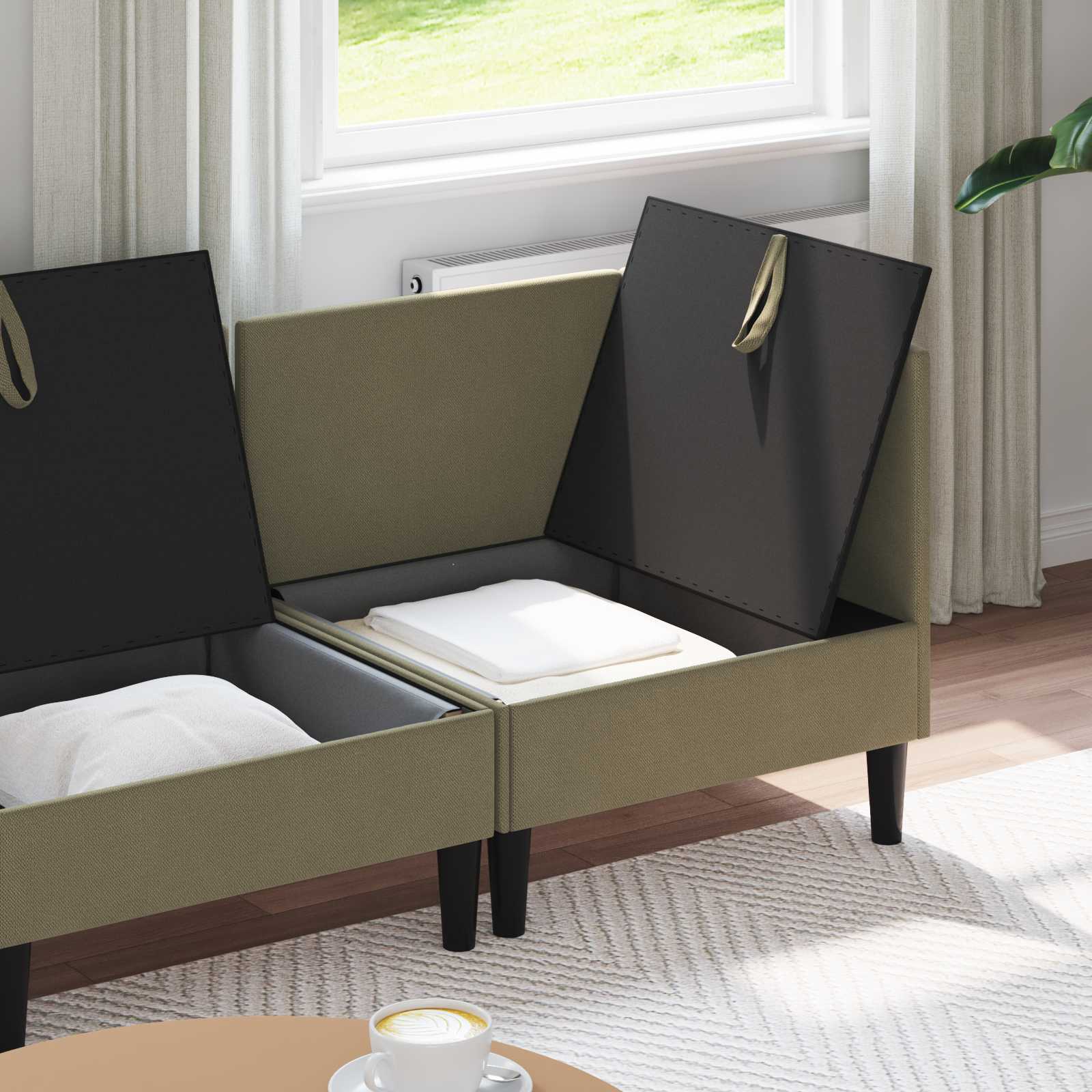 Wohnzimmergarnitur 3 pcs Khaki Stoff