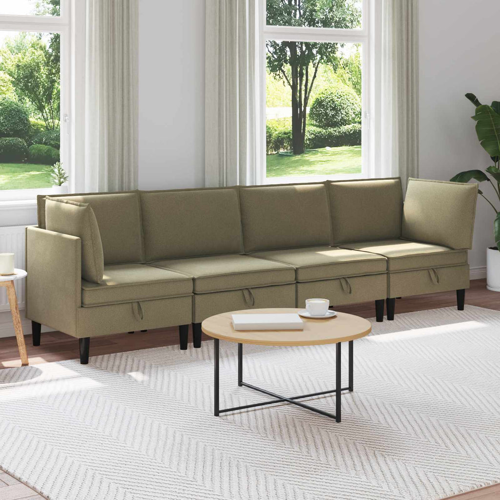 Wohnzimmergarnitur 4 pcs Khaki Stoff