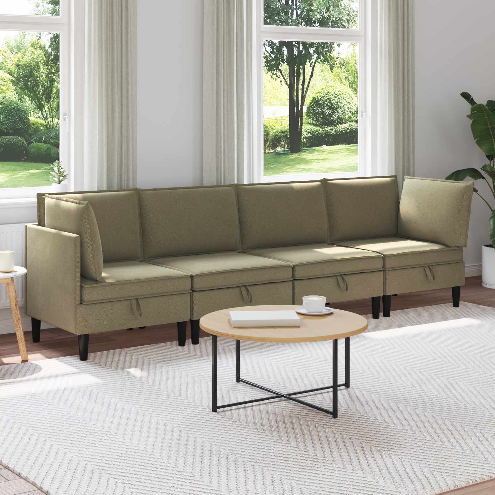 Wohnzimmergarnitur 4 pcs Khaki Stoff