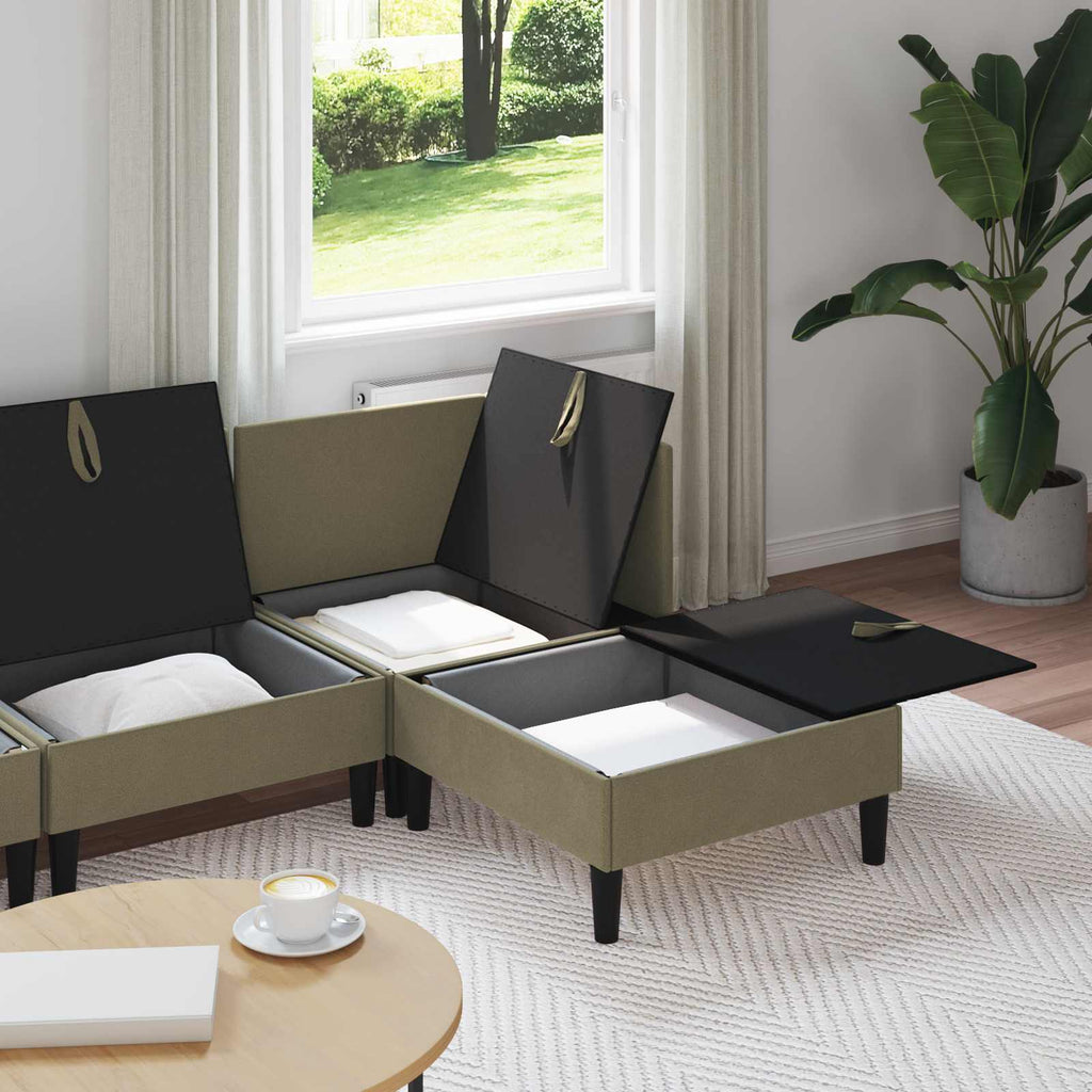 Wohnzimmergarnitur 4 pcs Khaki Stoff