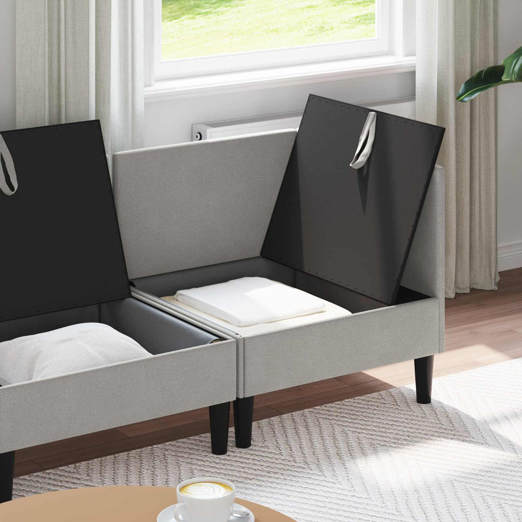 Wohnzimmergarnitur 4 pcs Hellgrau Stoff