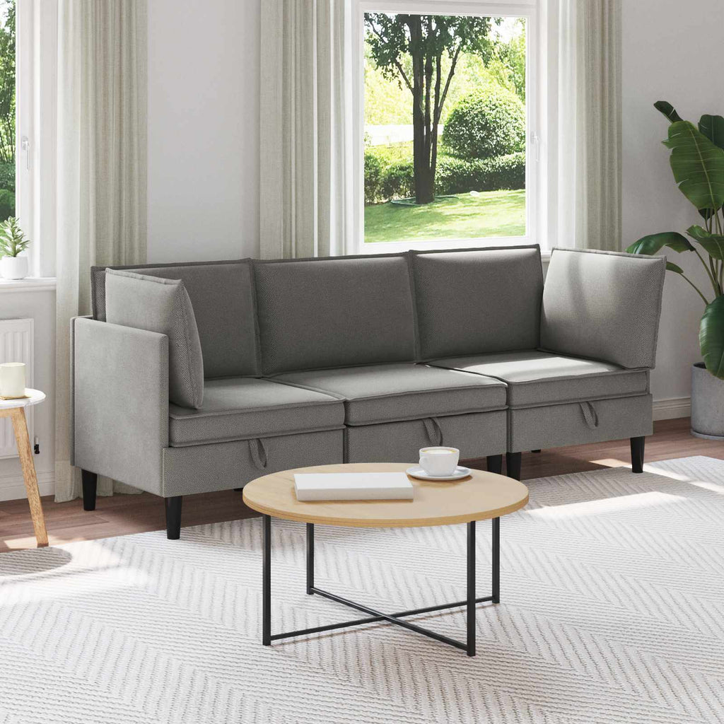 Wohnzimmergarnitur 3 pcs Dunkelgrau Stoff