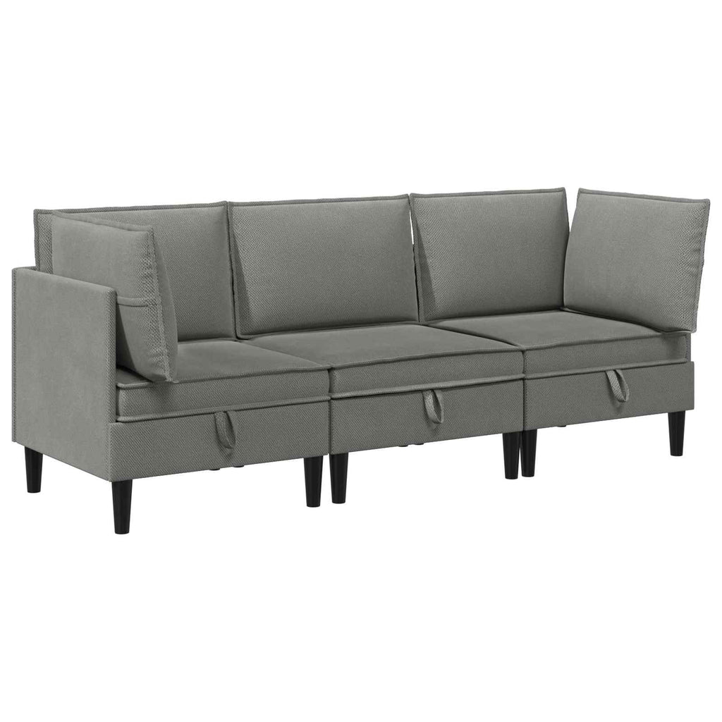 Wohnzimmergarnitur 3 pcs Dunkelgrau Stoff