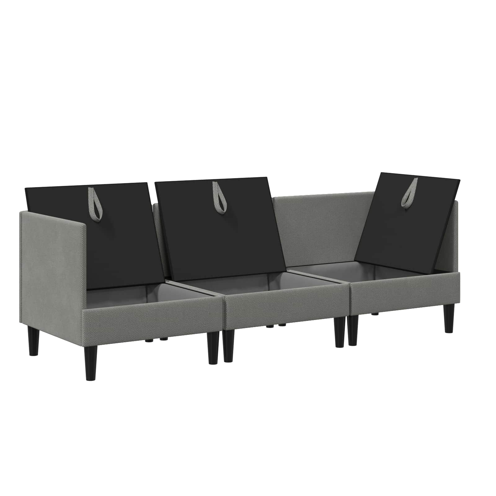 Wohnzimmergarnitur 3 pcs Dunkelgrau Stoff