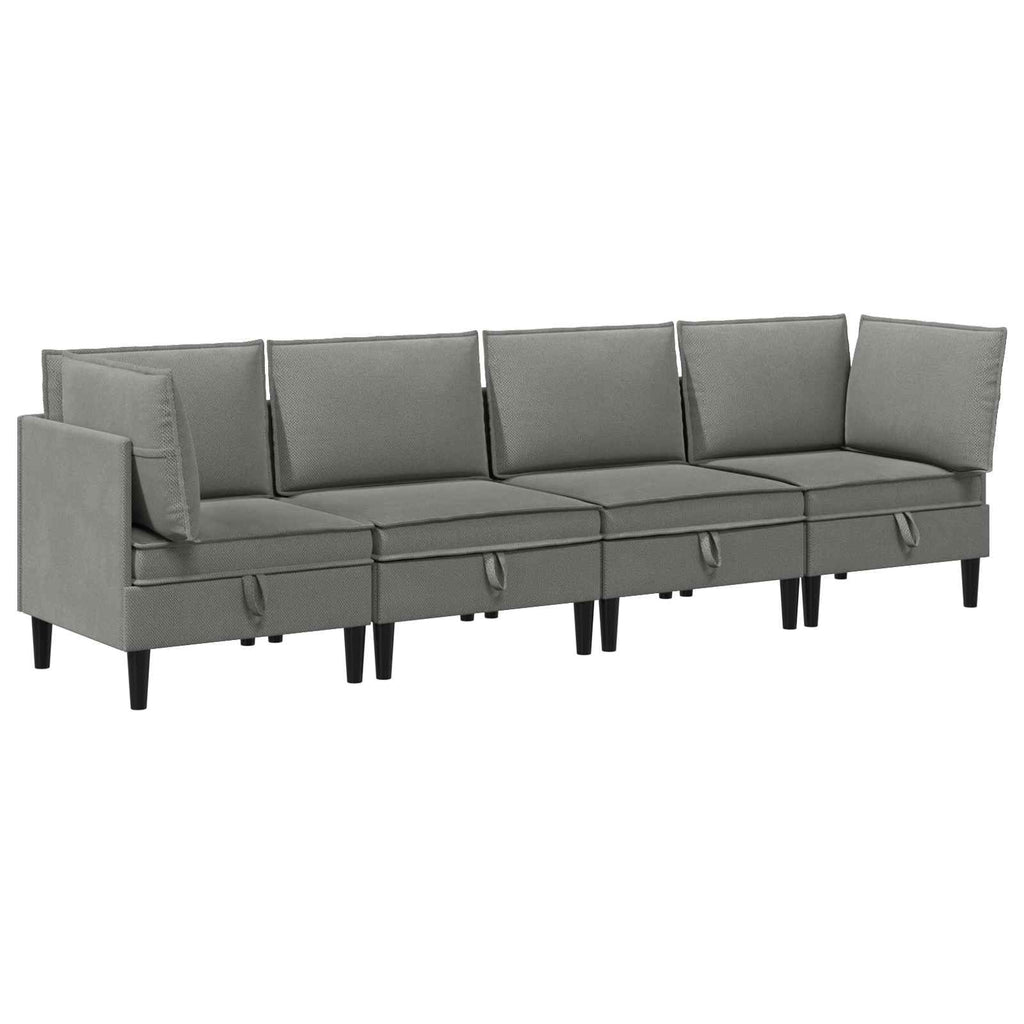 Wohnzimmergarnitur 4 pcs Dunkelgrau Stoff