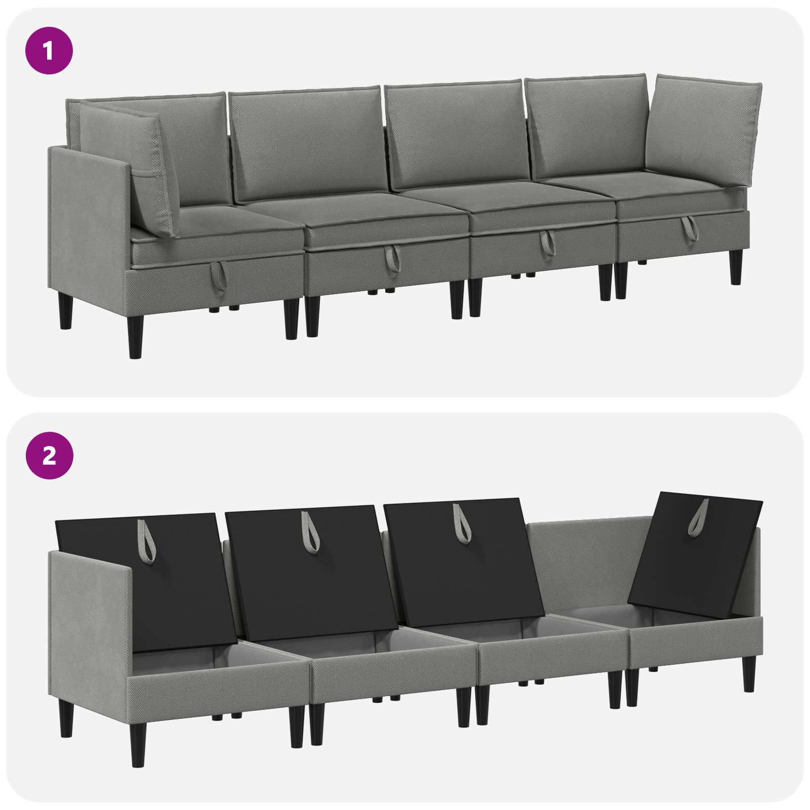 Wohnzimmergarnitur 4 pcs Dunkelgrau Stoff