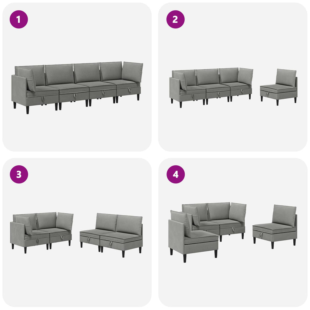 Wohnzimmergarnitur 4 pcs Dunkelgrau Stoff
