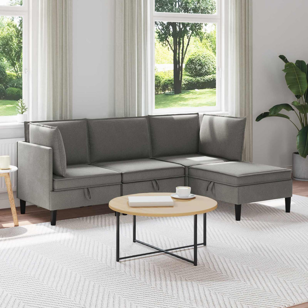 Wohnzimmergarnitur 4 pcs Dunkelgrau Stoff