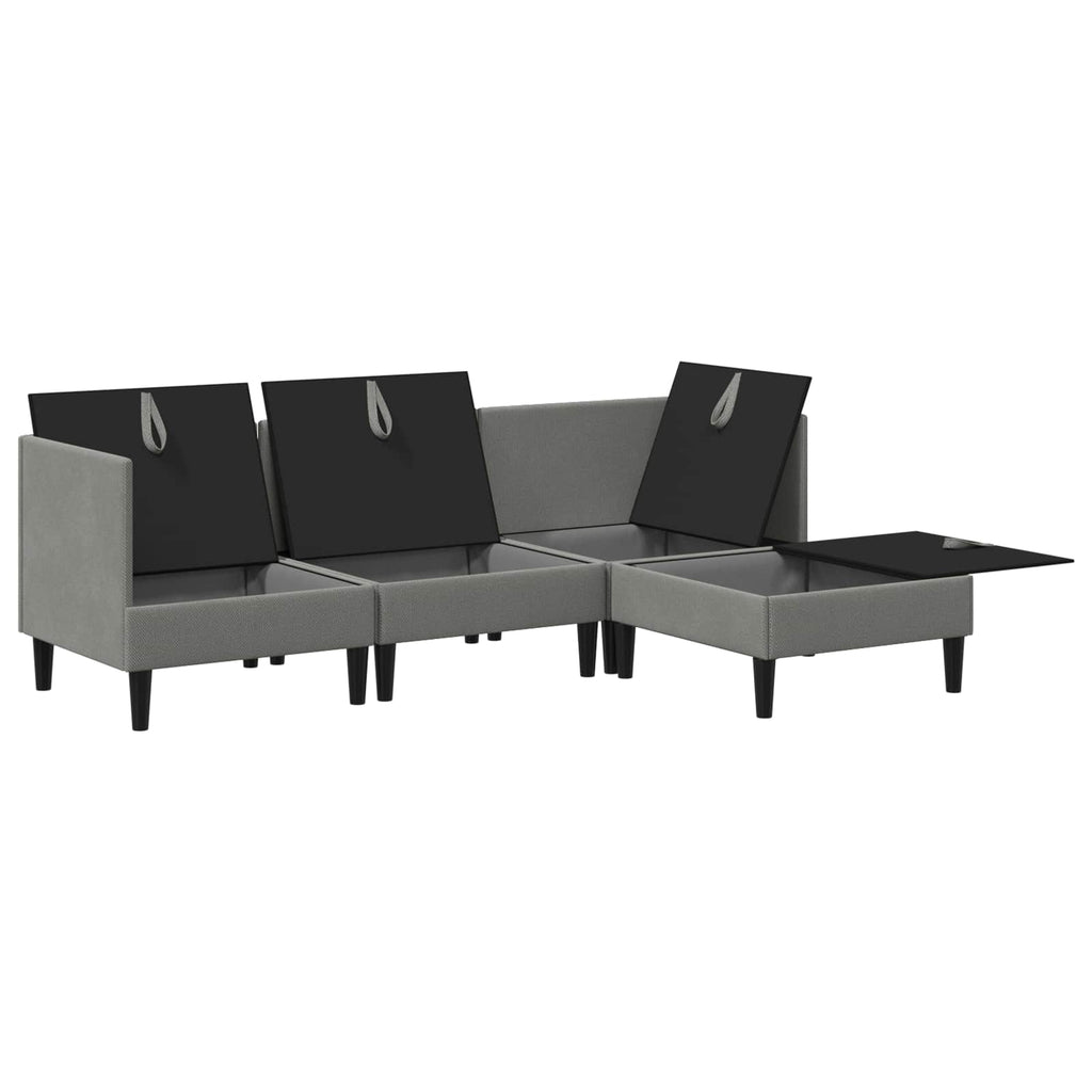 Wohnzimmergarnitur 4 pcs Dunkelgrau Stoff
