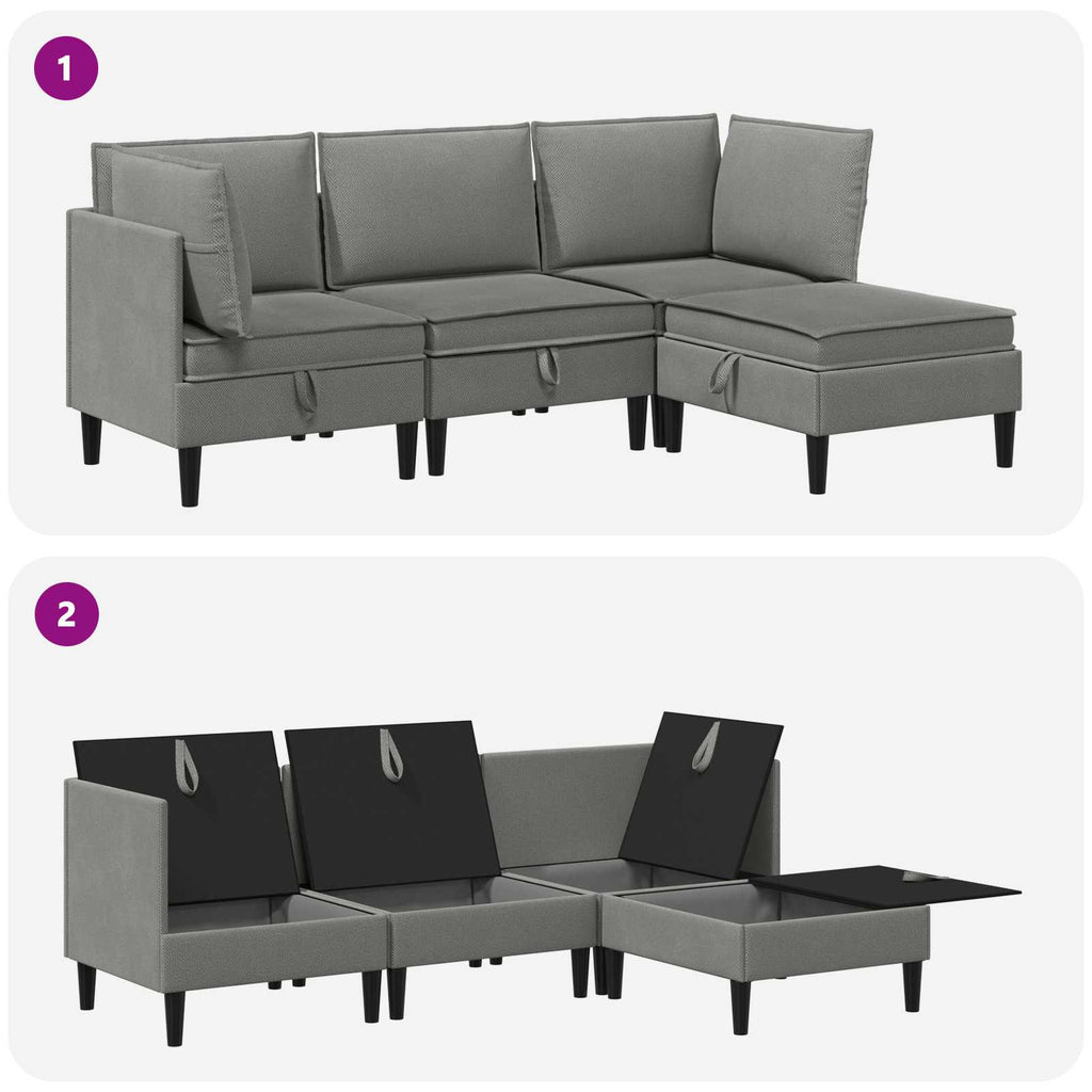 Wohnzimmergarnitur 4 pcs Dunkelgrau Stoff