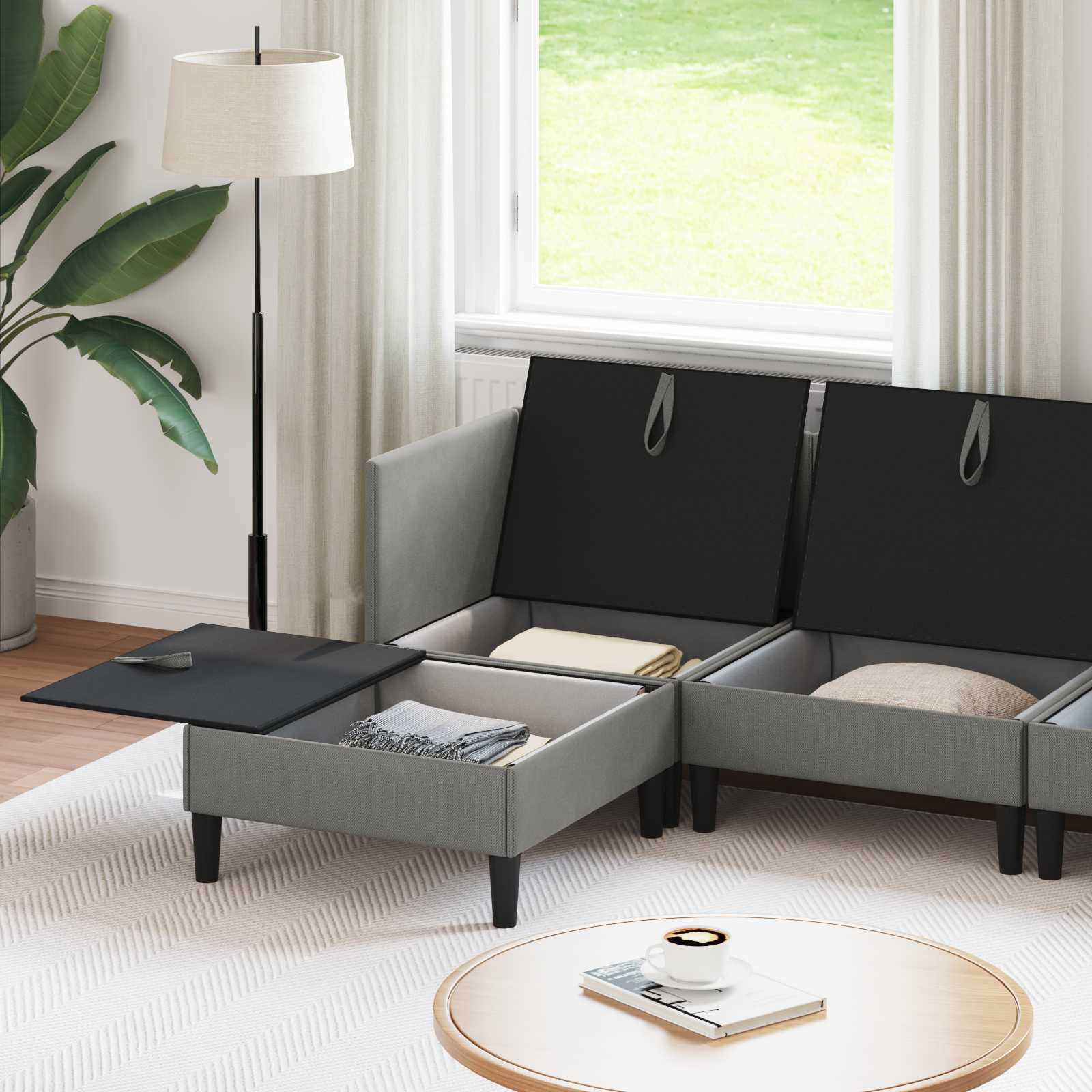 Wohnzimmergarnitur 5 pcs Dunkelgrau Stoff