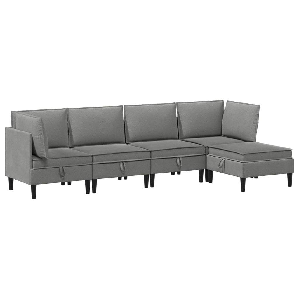Wohnzimmergarnitur 5 pcs Dunkelgrau Stoff