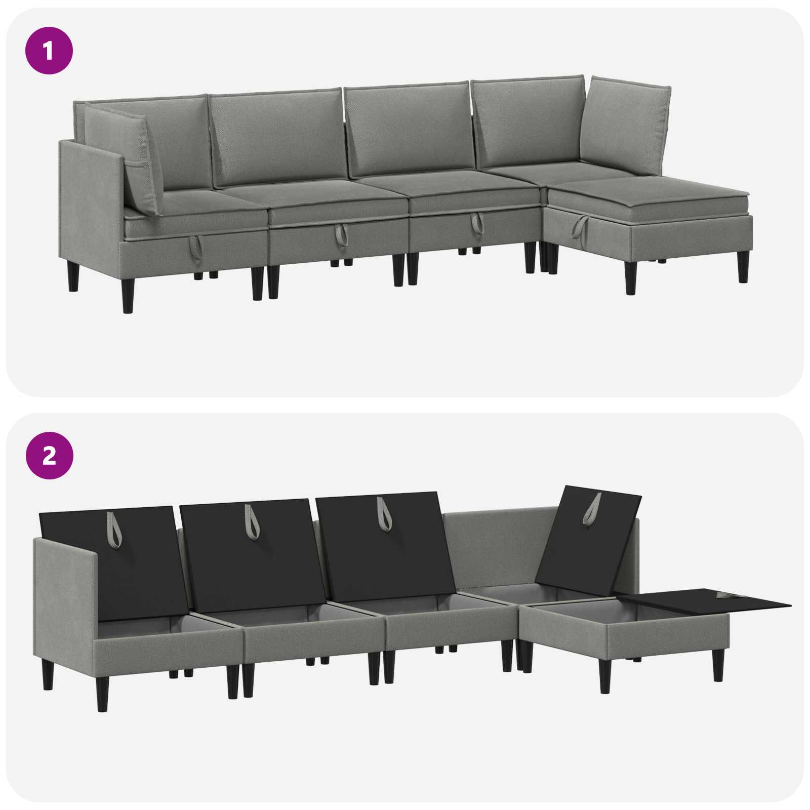 Wohnzimmergarnitur 5 pcs Dunkelgrau Stoff