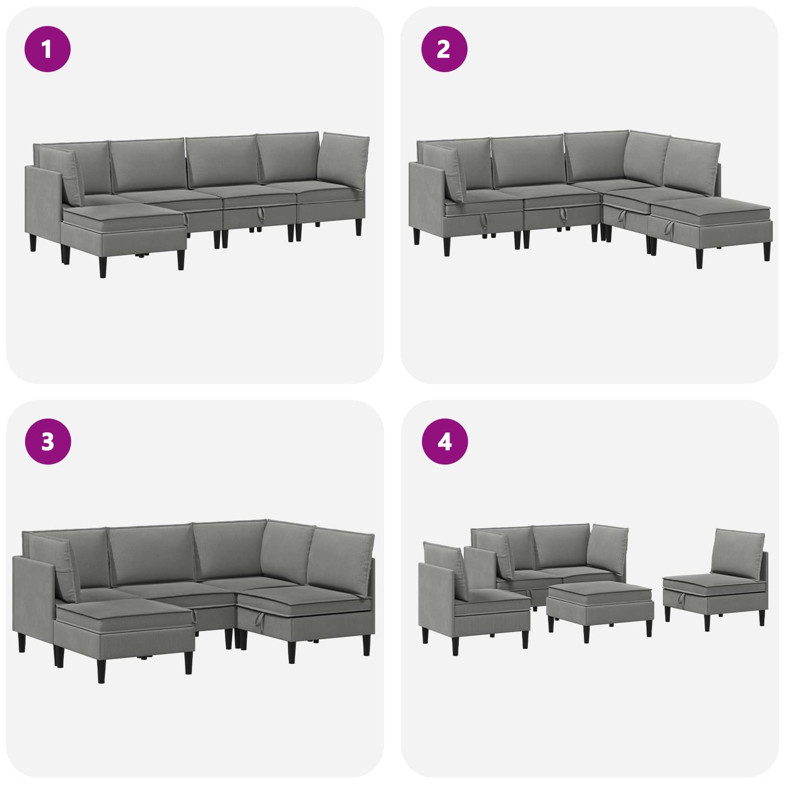 Wohnzimmergarnitur 5 pcs Dunkelgrau Stoff