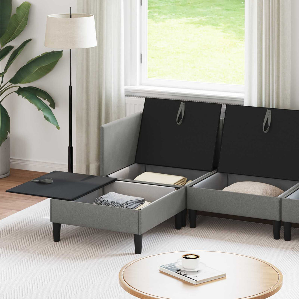 Wohnzimmergarnitur 6 pcs Dunkelgrau Stoff