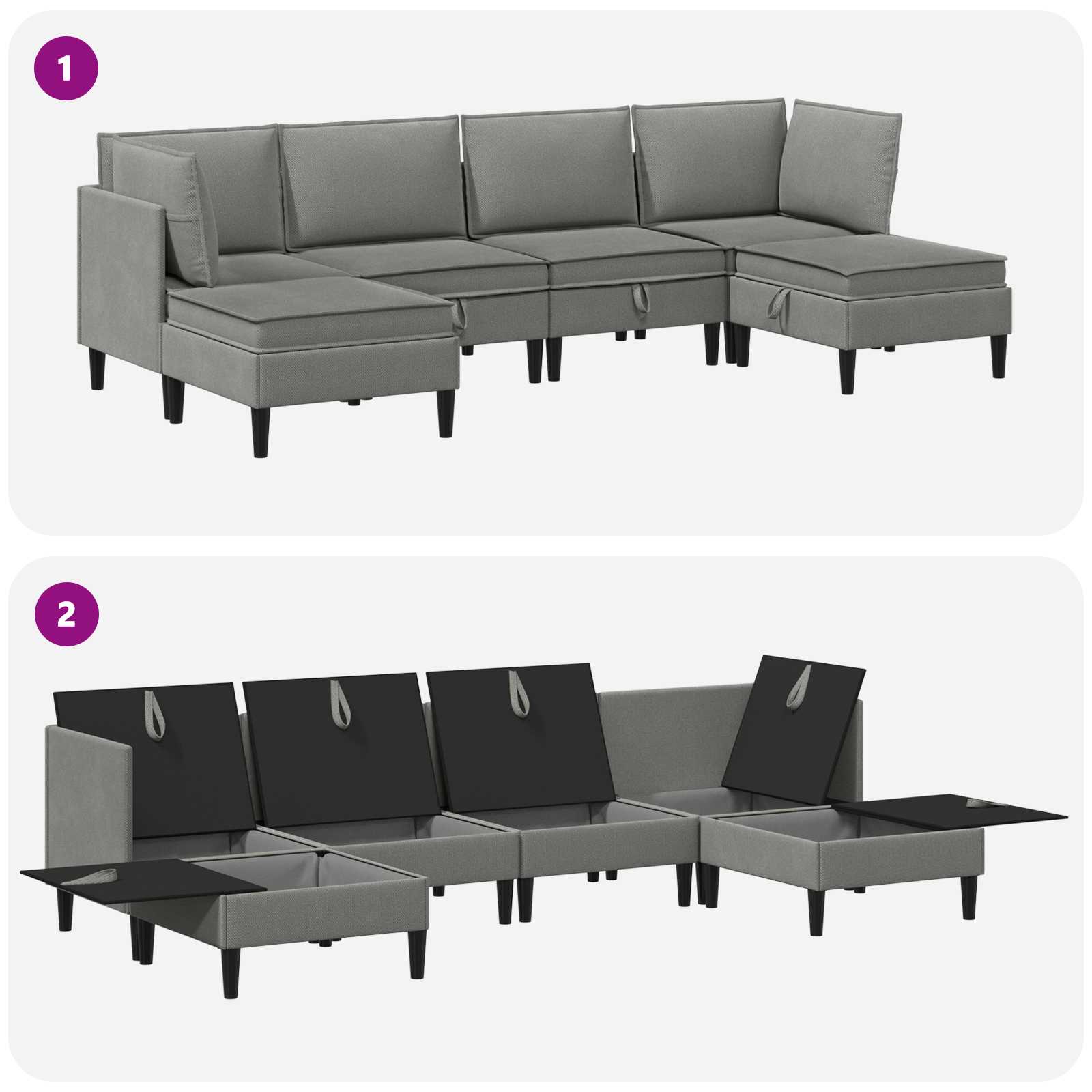 Wohnzimmergarnitur 6 pcs Dunkelgrau Stoff