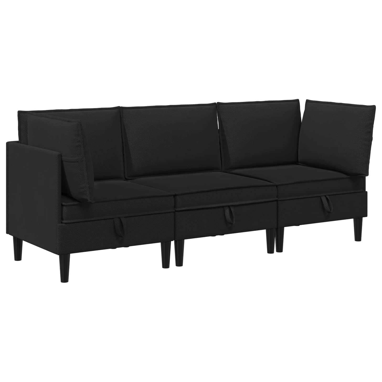 Wohnzimmergarnitur 3 pcs Schwarz Stoff
