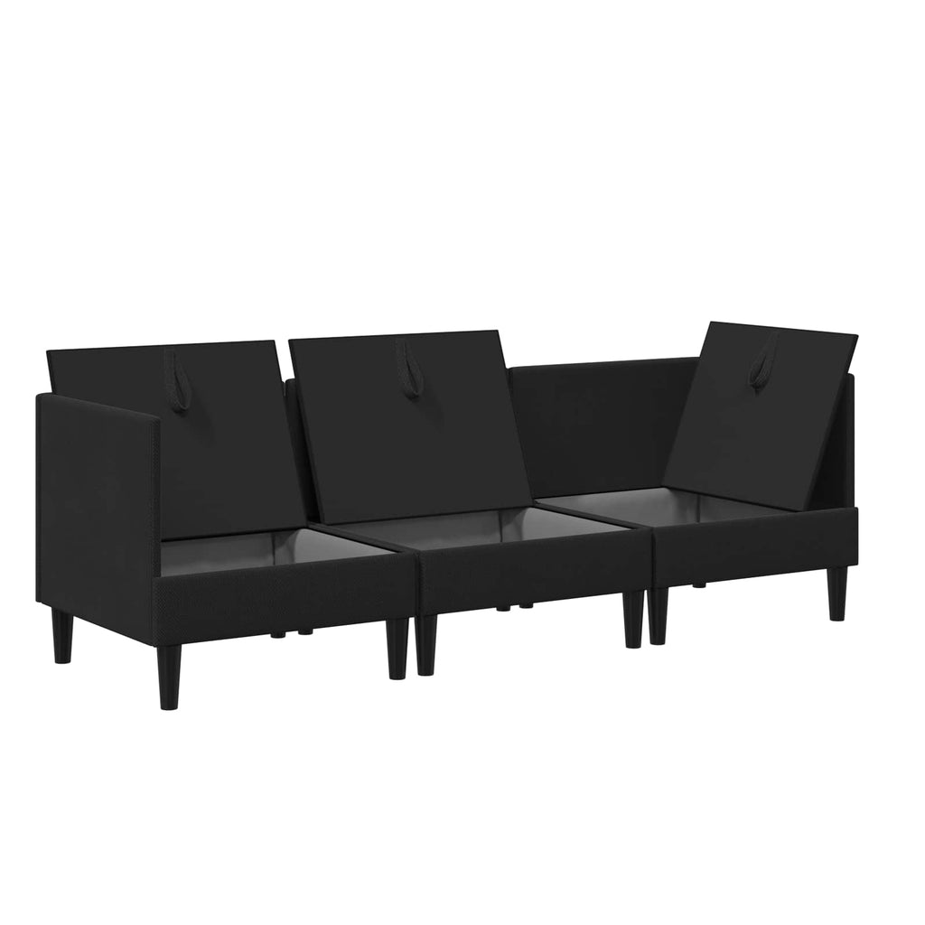 Wohnzimmergarnitur 3 pcs Schwarz Stoff