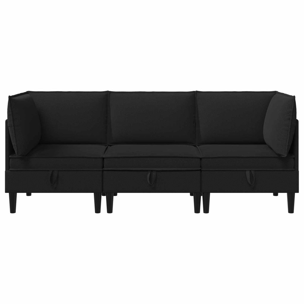 Wohnzimmergarnitur 3 pcs Schwarz Stoff