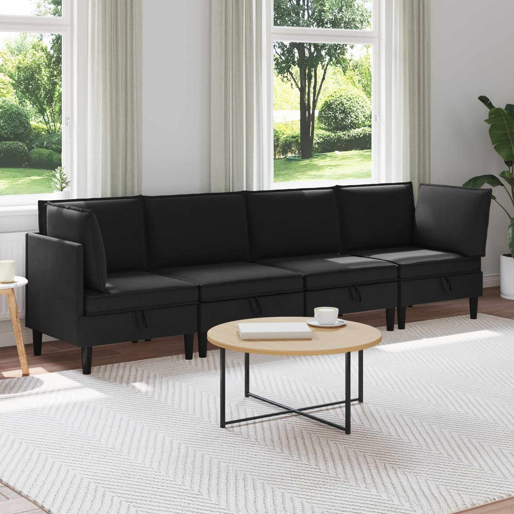 Wohnzimmergarnitur 4 pcs Schwarz Stoff