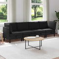 Wohnzimmergarnitur 4 pcs Schwarz Stoff