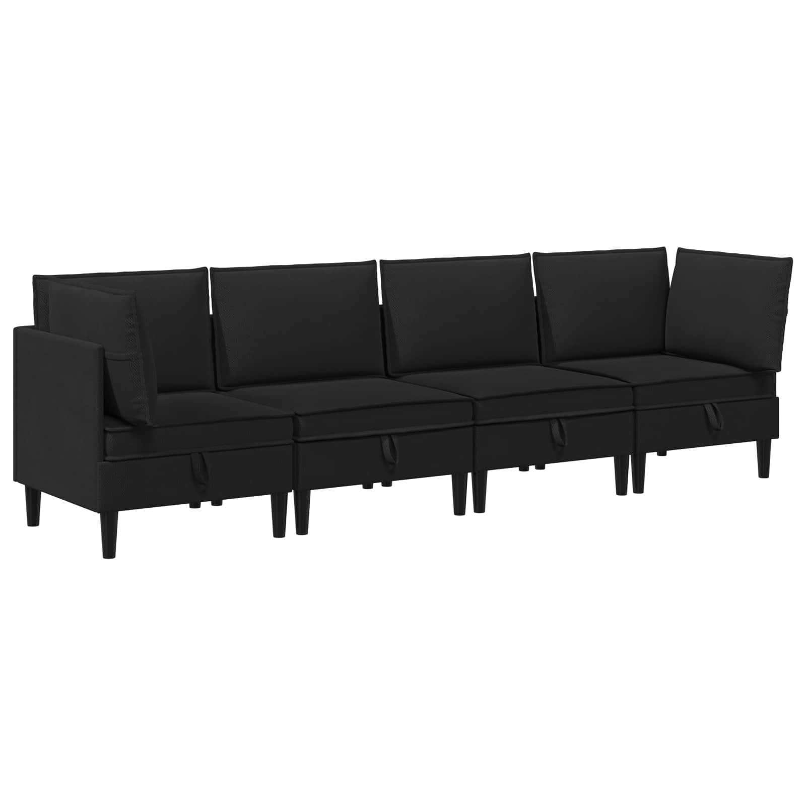 Wohnzimmergarnitur 4 pcs Schwarz Stoff