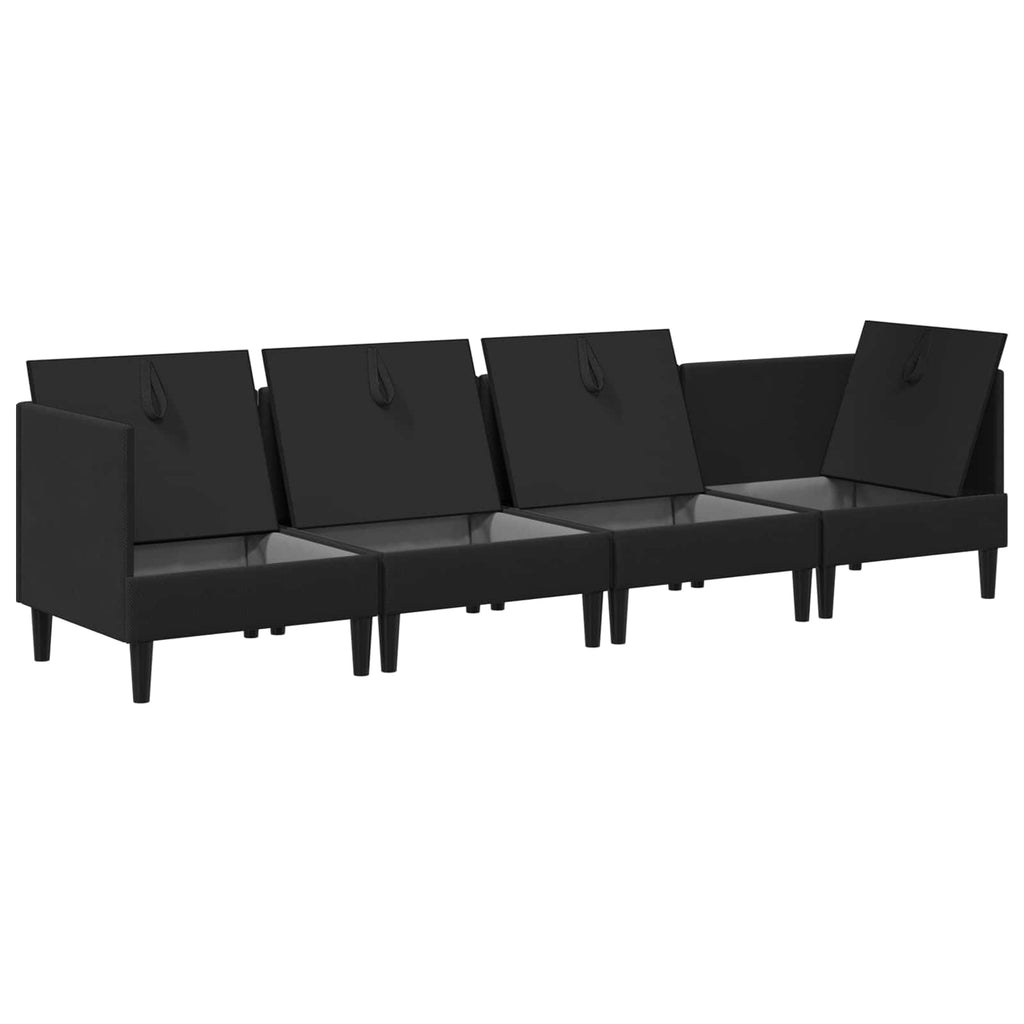 Wohnzimmergarnitur 4 pcs Schwarz Stoff