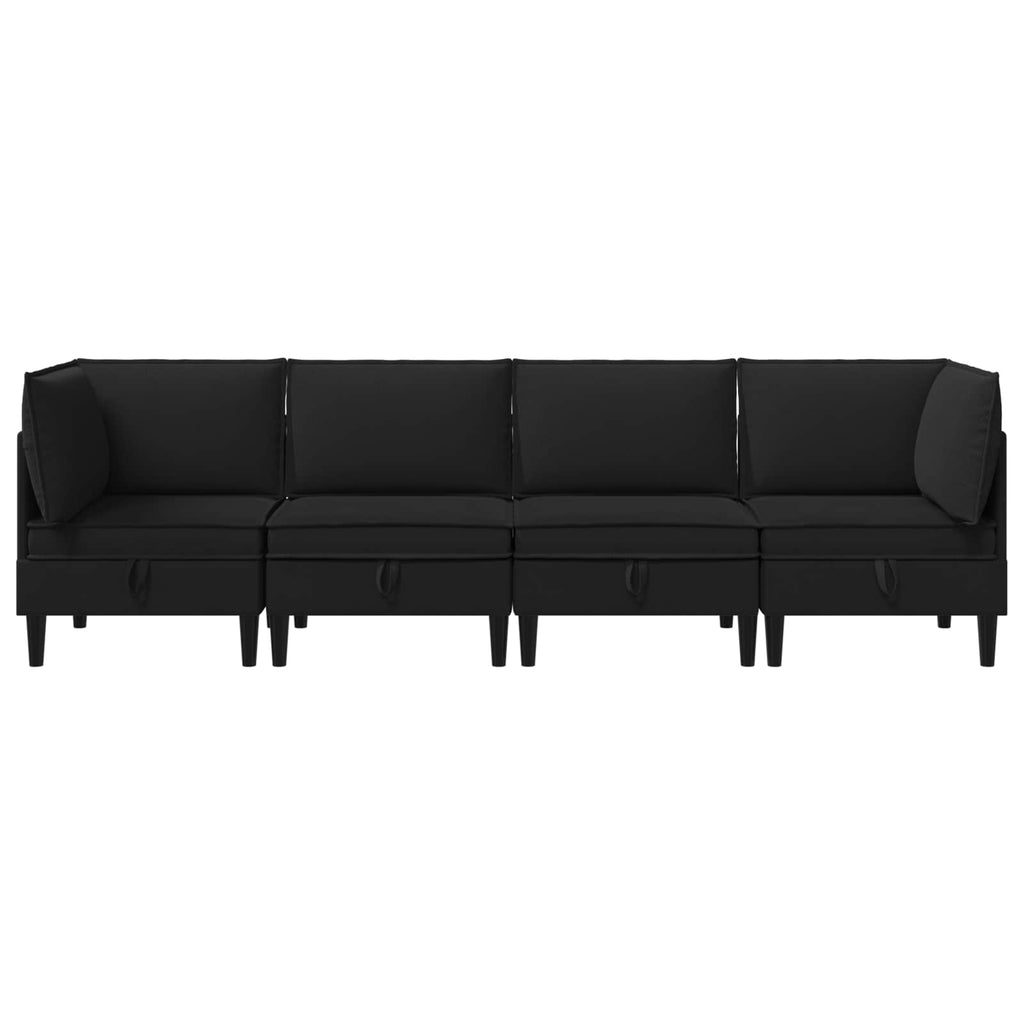 Wohnzimmergarnitur 4 pcs Schwarz Stoff
