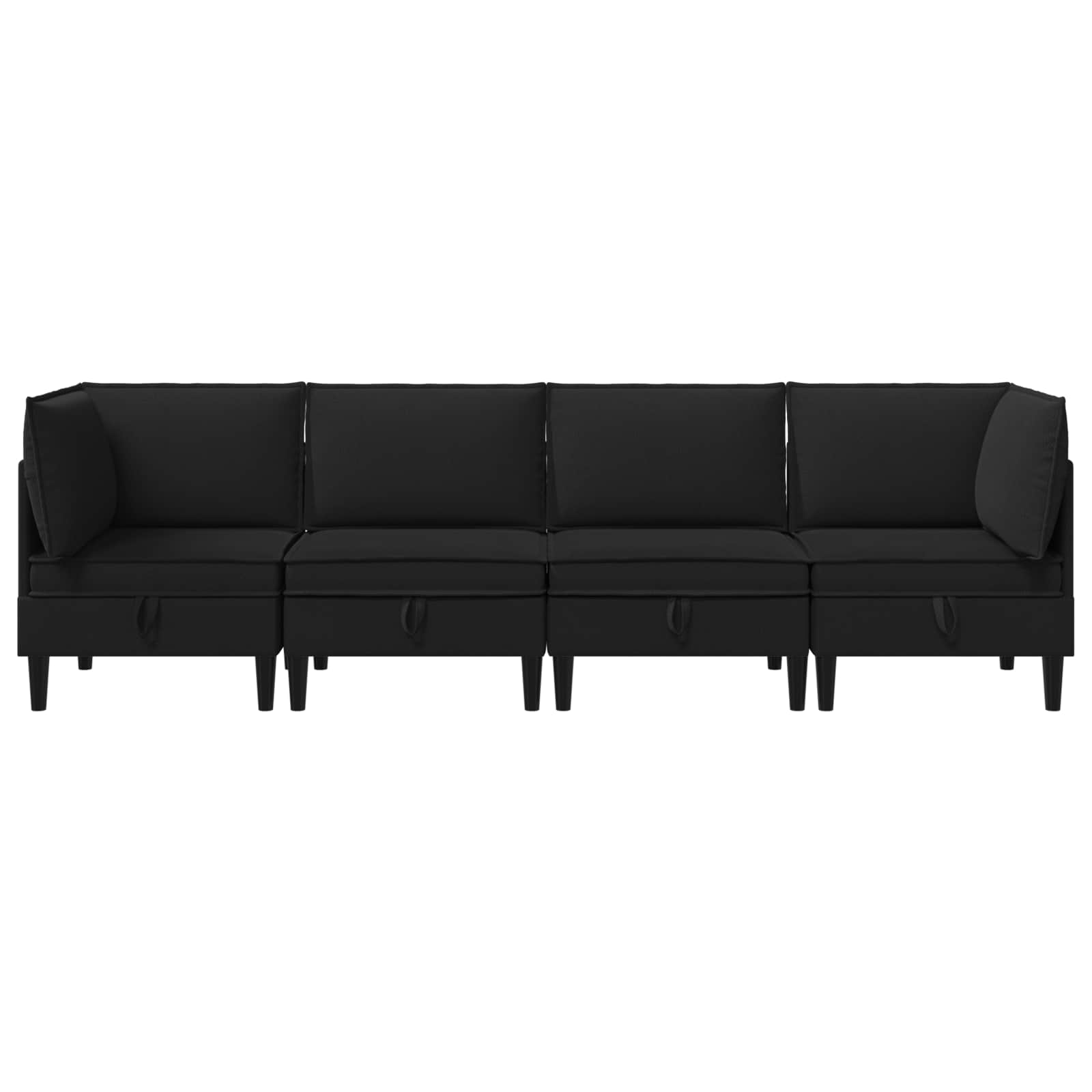Wohnzimmergarnitur 4 pcs Schwarz Stoff