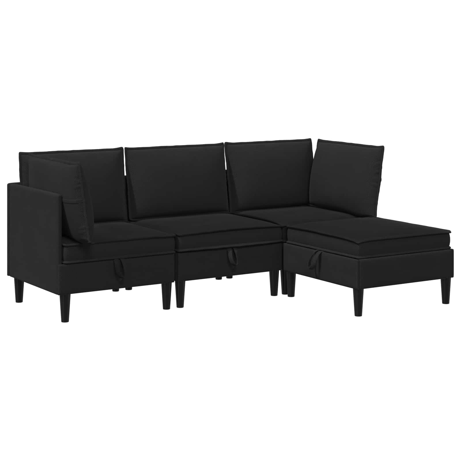 Wohnzimmergarnitur 4 pcs Schwarz Stoff