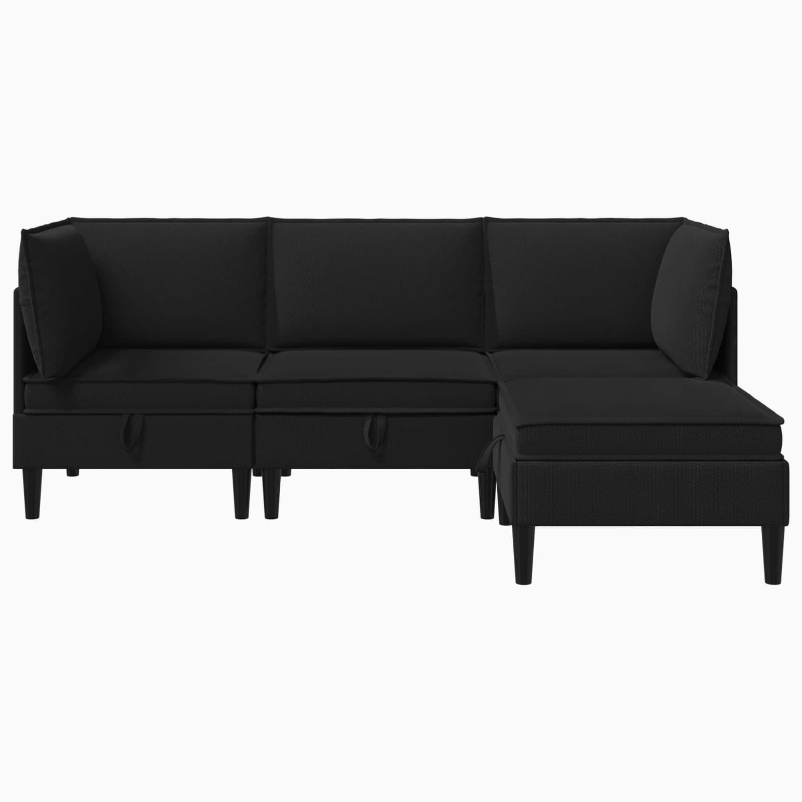 Wohnzimmergarnitur 4 pcs Schwarz Stoff