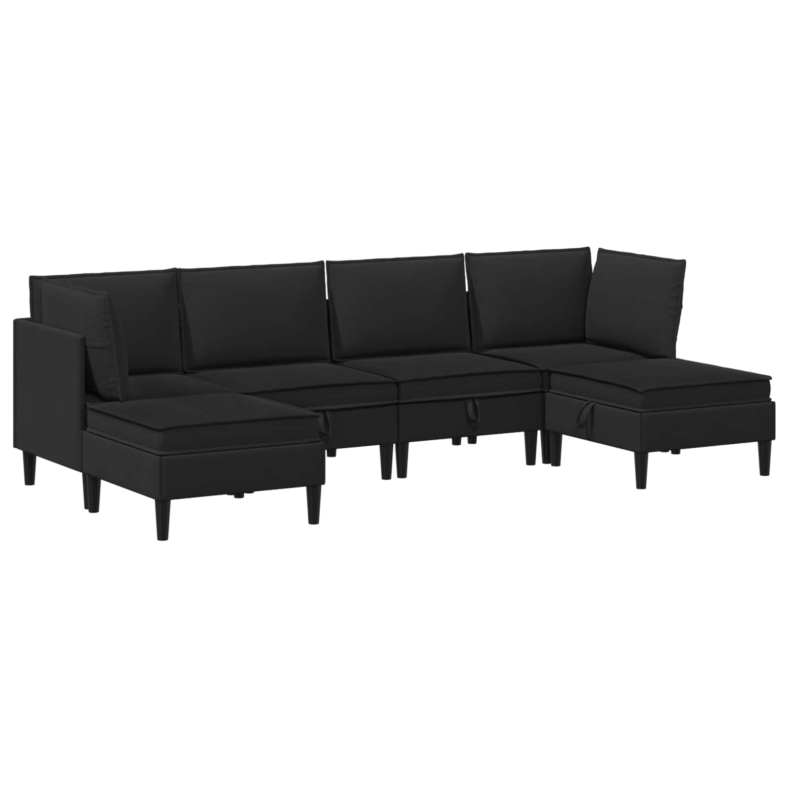 Wohnzimmergarnitur 6 pcs Schwarz Stoff