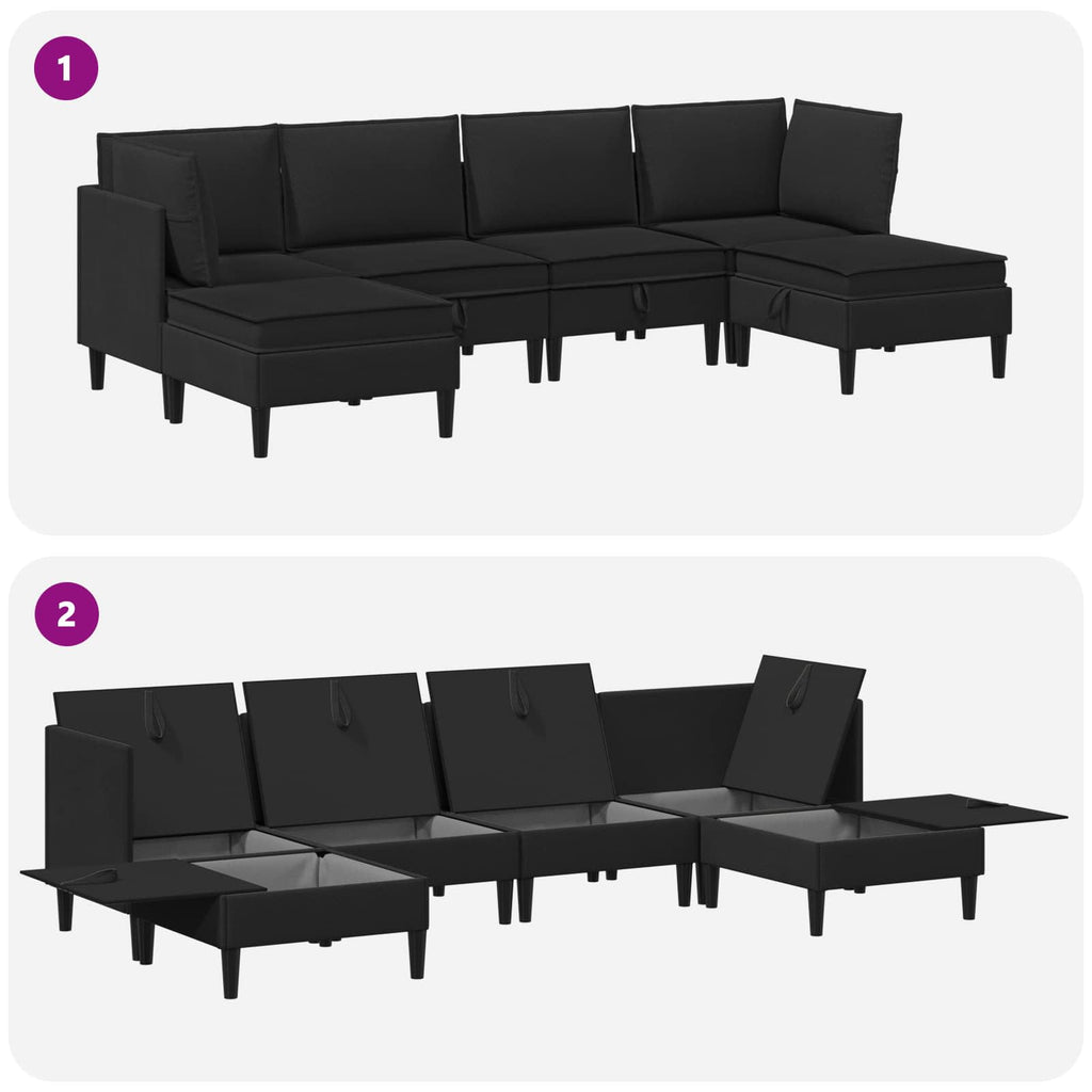Wohnzimmergarnitur 6 pcs Schwarz Stoff