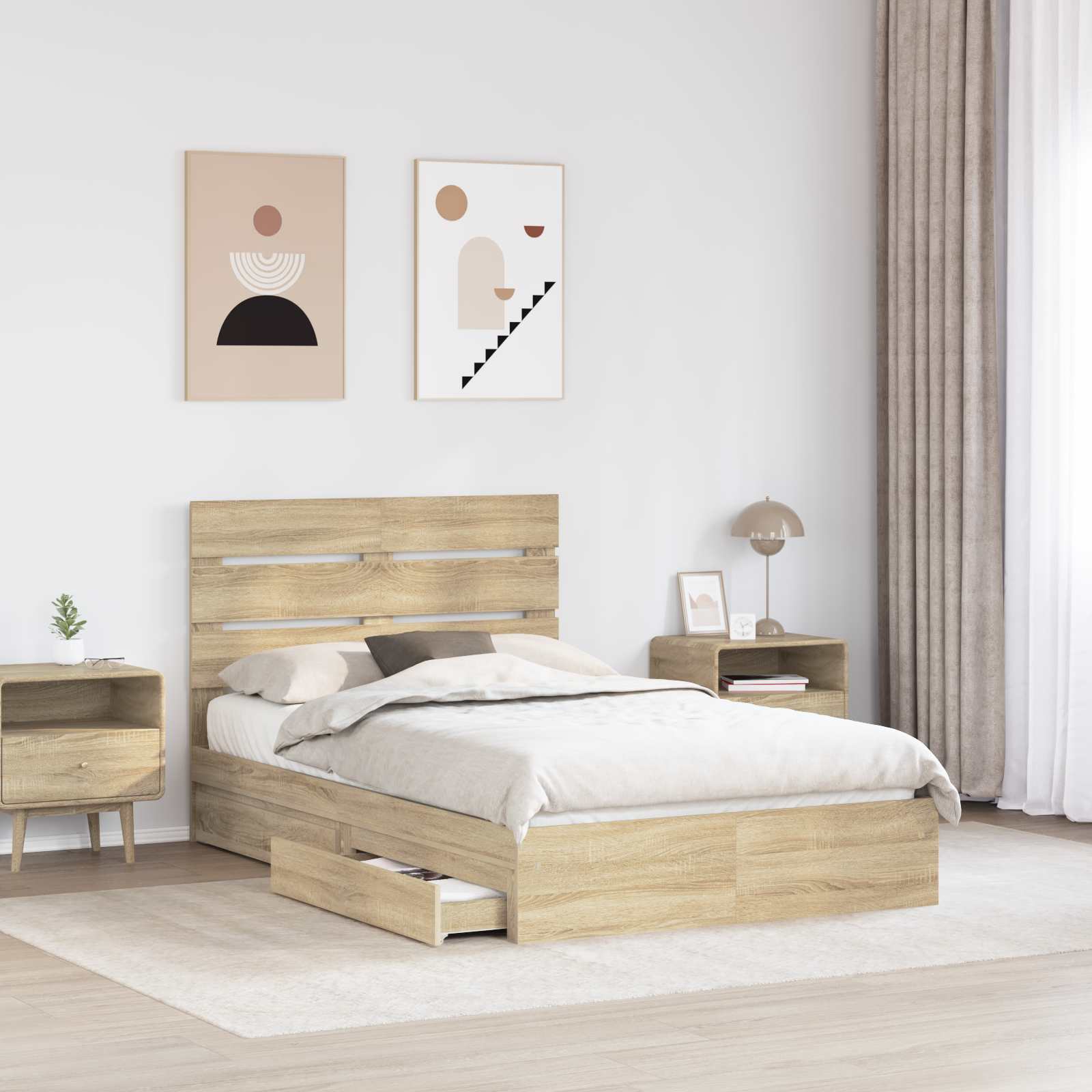 Aufbewahrungsbett Sonoma-Eiche 120 x 200 cm Holzwerkstoff
