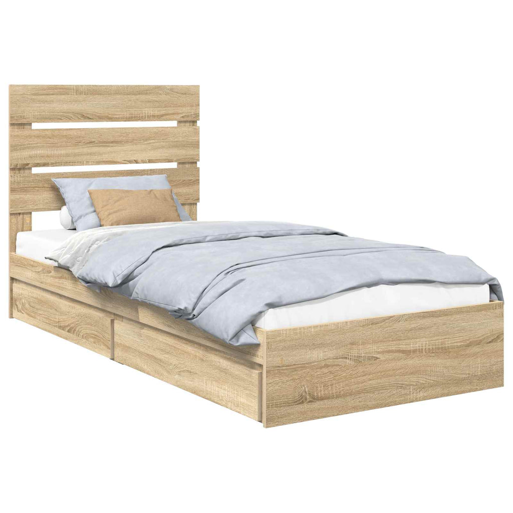 Aufbewahrungsbett Sonoma-Eiche 90 x 200 cm Holzwerkstoff