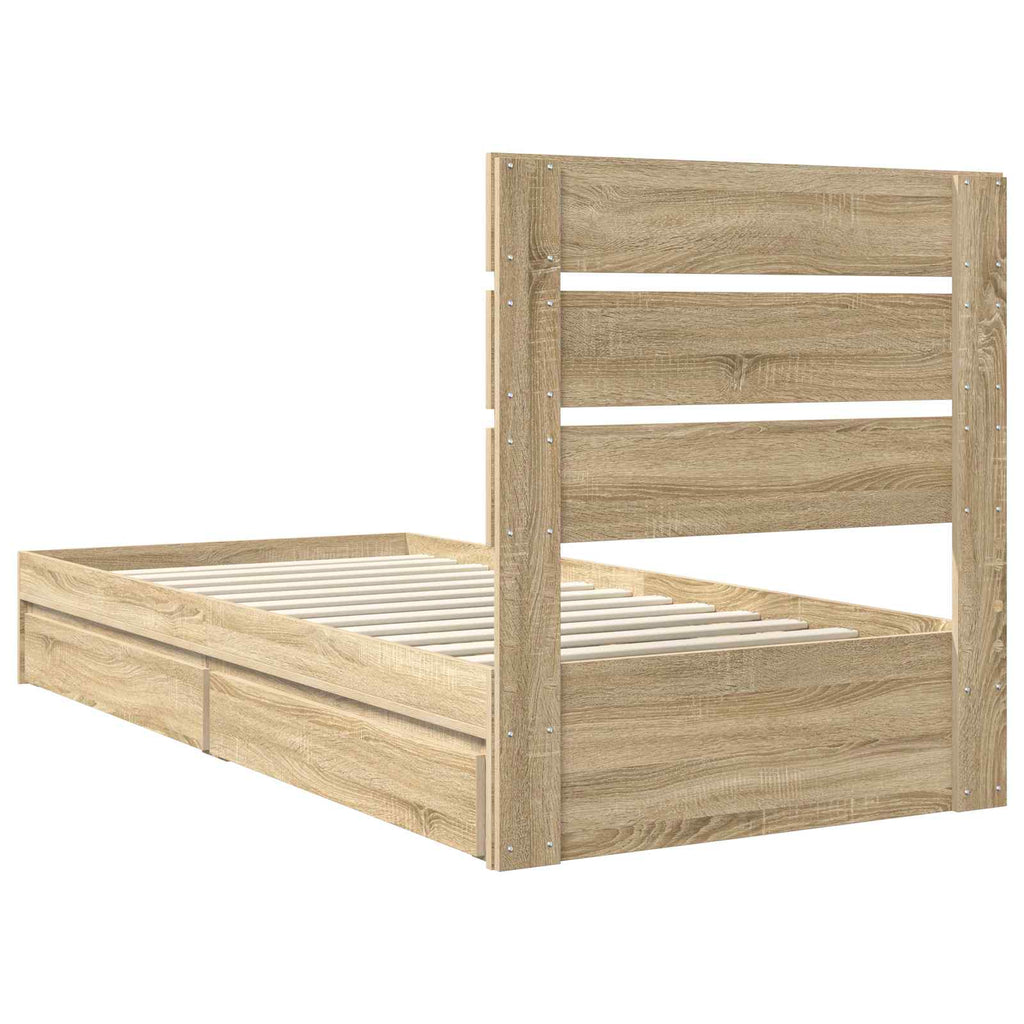 Aufbewahrungsbett Sonoma-Eiche 90 x 200 cm Holzwerkstoff