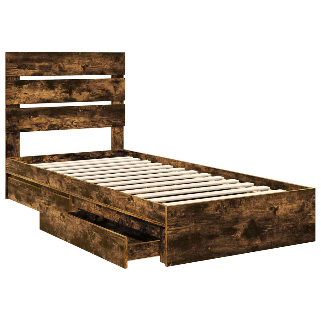Aufbewahrungsbett Geräucherte Eiche 90 x 200 cm Holzwerkstoff