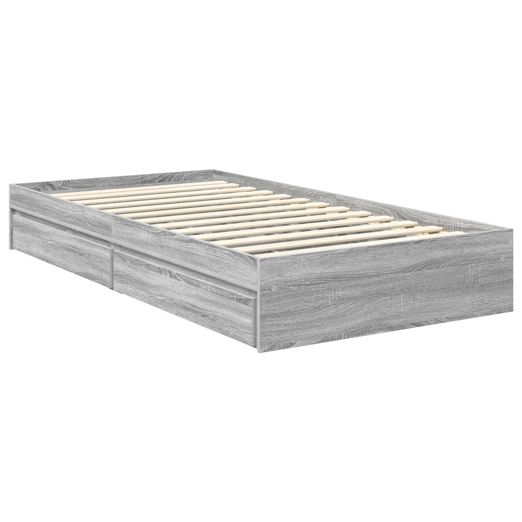 Aufbewahrungsbett Graues Sonoma 90 x 200 cm Holzwerkstoff