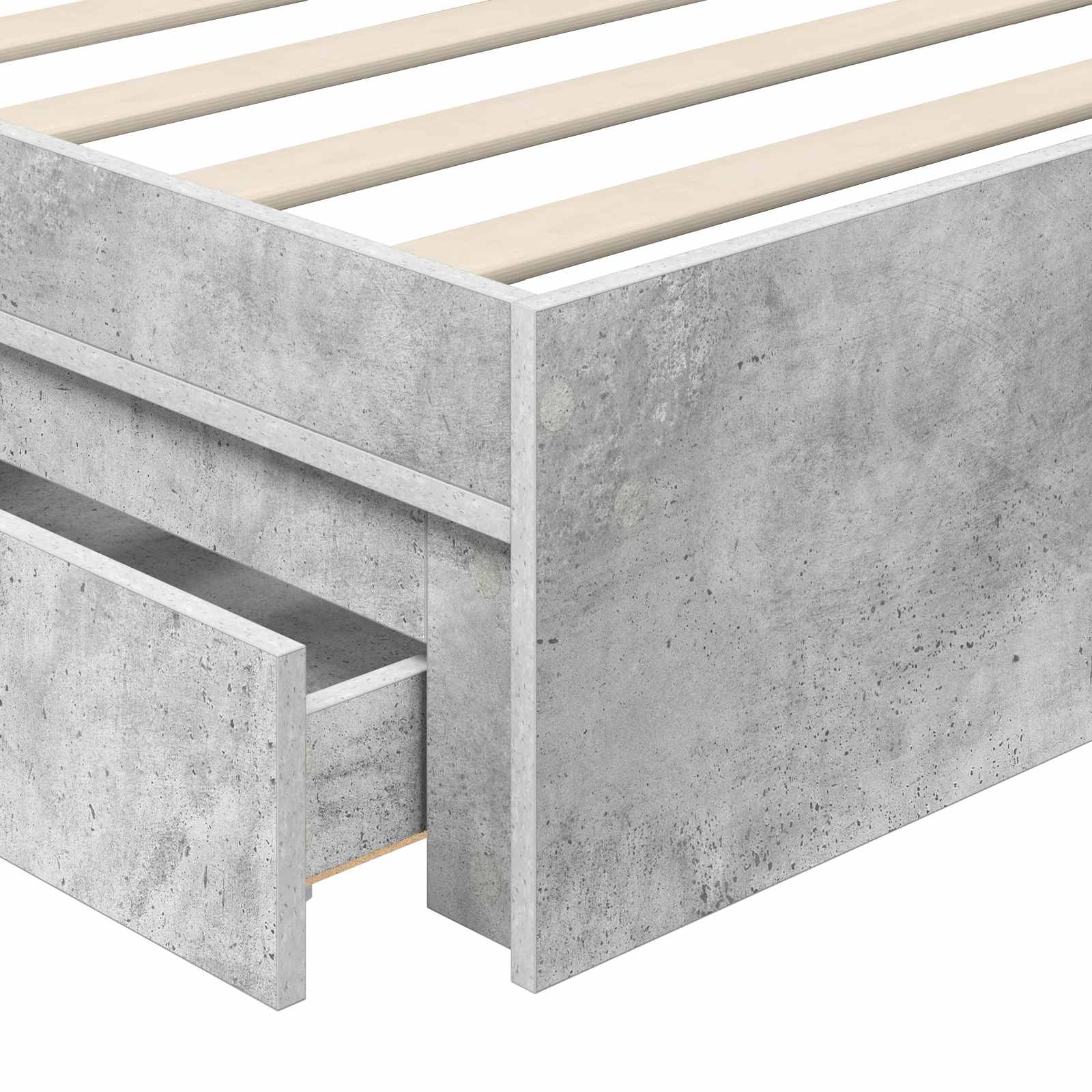 Aufbewahrungsbett Beton Grau 90 x 190 cm Holzwerkstoff