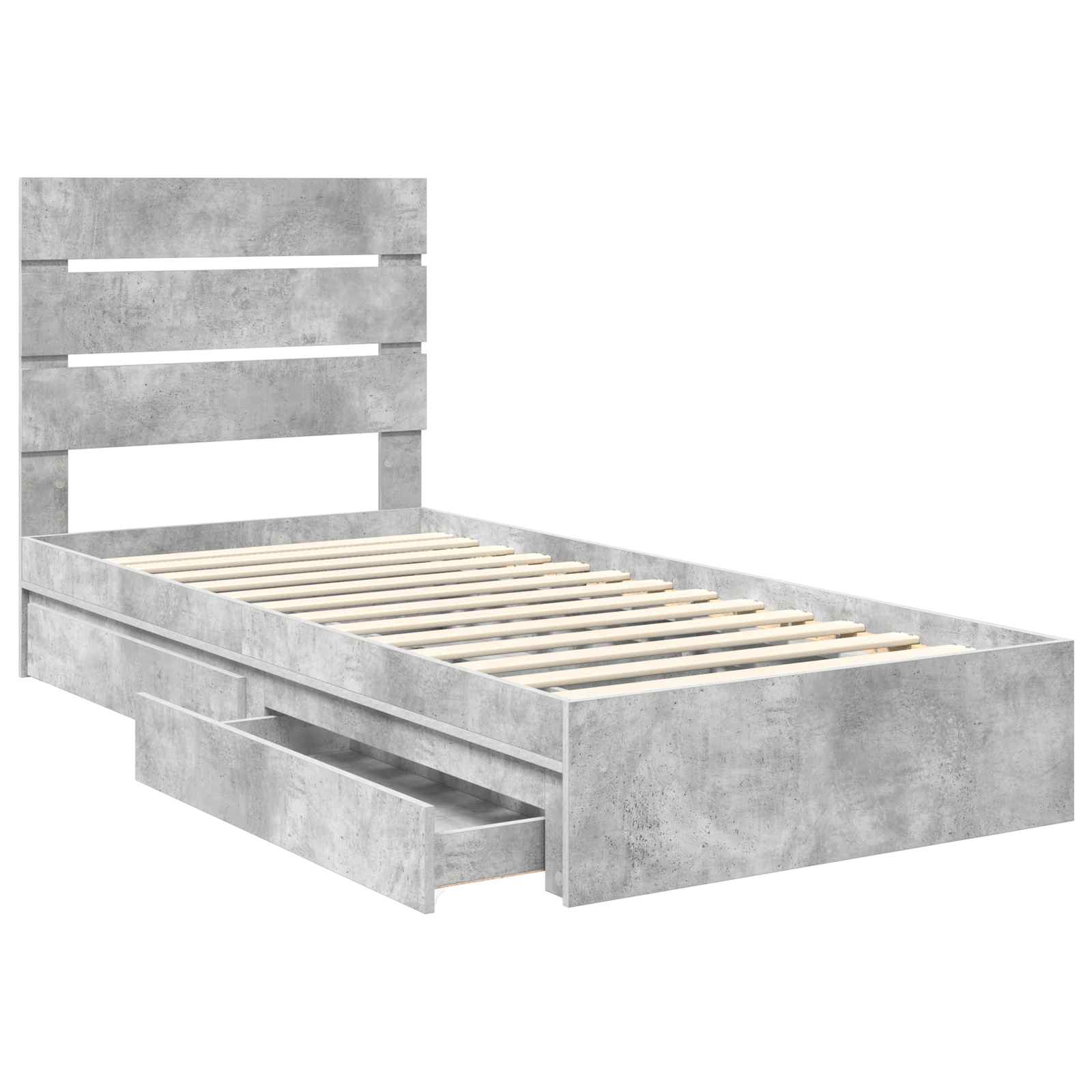 Aufbewahrungsbett Beton Grau 90 x 190 cm Holzwerkstoff