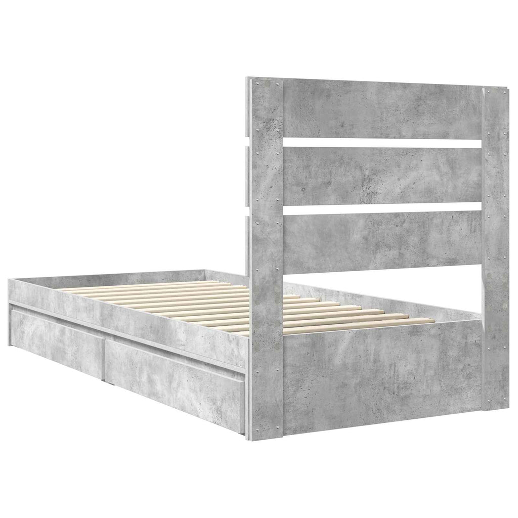 Aufbewahrungsbett Beton Grau 90 x 190 cm Holzwerkstoff