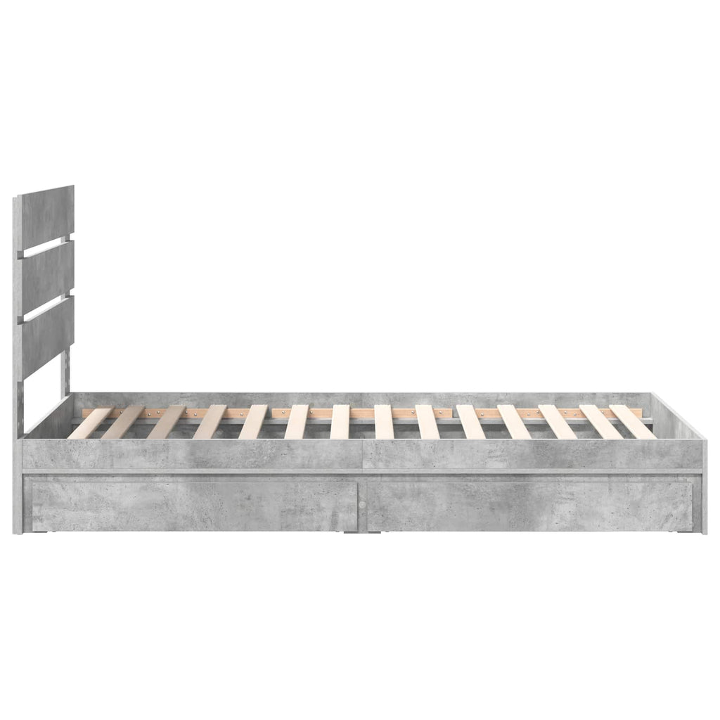 Aufbewahrungsbett Beton Grau 90 x 190 cm Holzwerkstoff