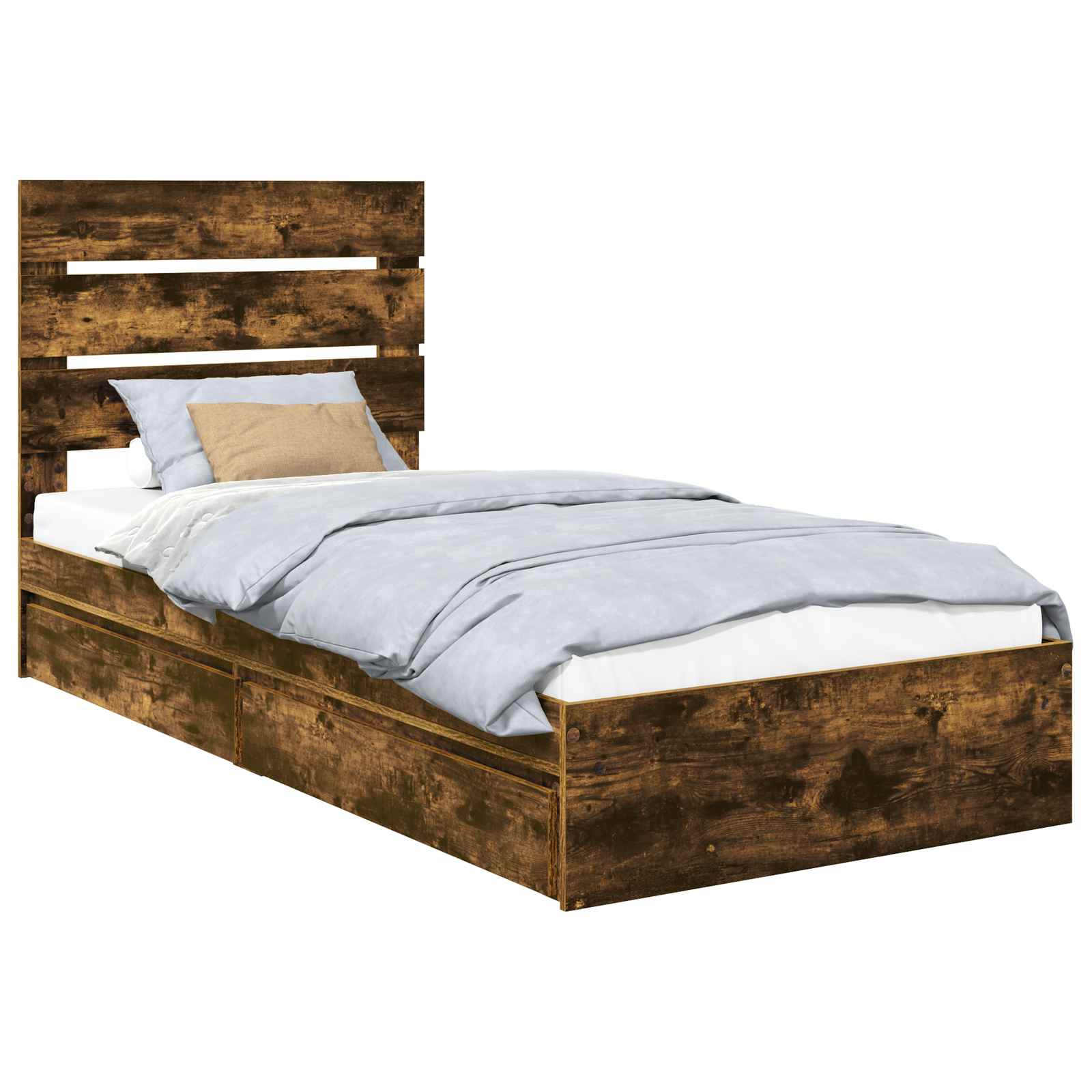 Aufbewahrungsbett Geräucherte Eiche 90 x 190 cm Holzwerkstoff