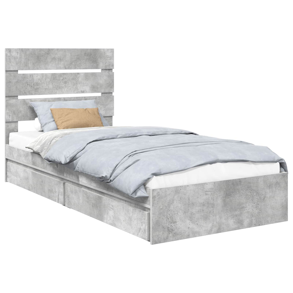 Aufbewahrungsbett Beton Grau 70 x 190 cm Holzwerkstoff