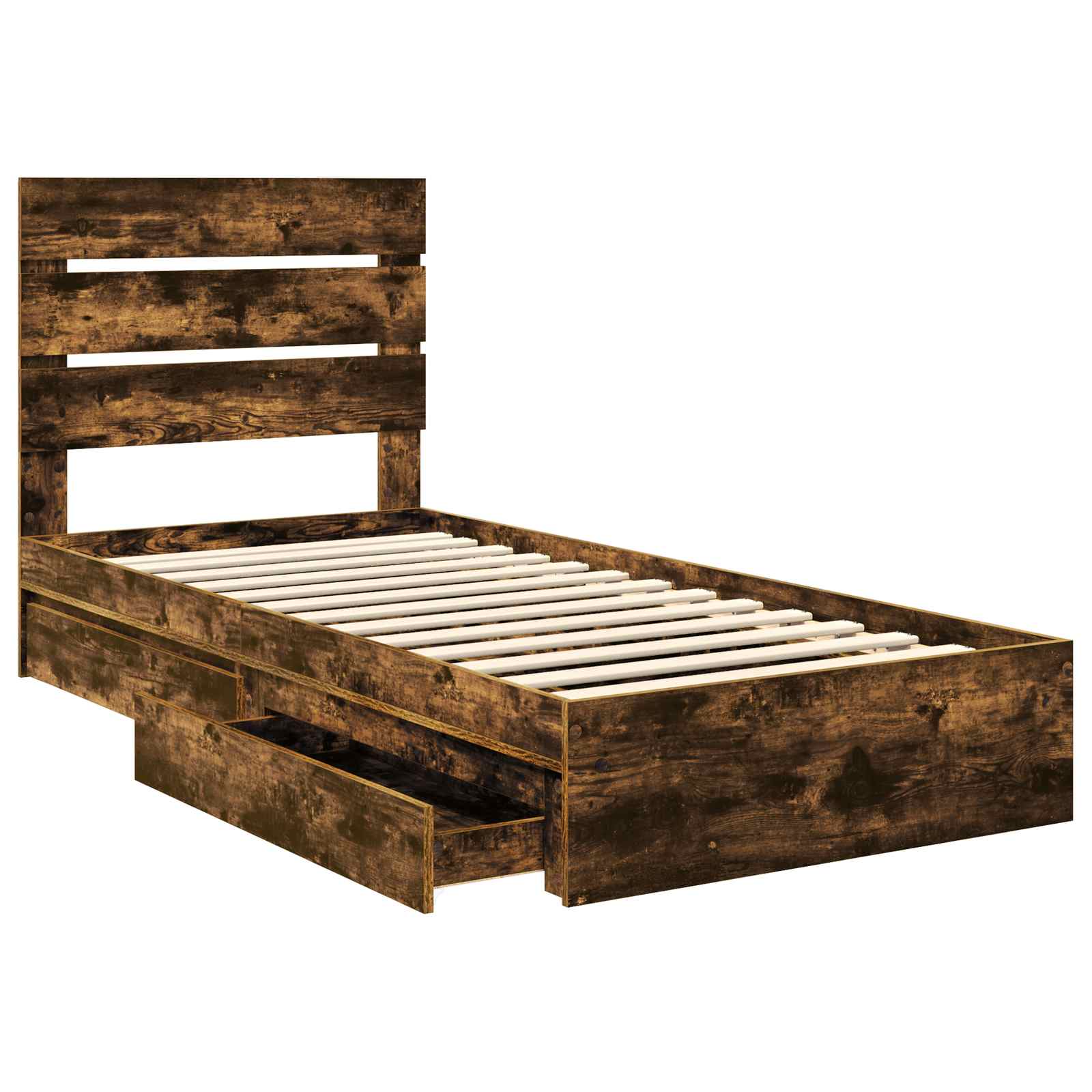 Aufbewahrungsbett Geräucherte Eiche 70 x 190 cm Holzwerkstoff